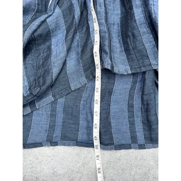 Dress To Kill Blue Striped Cotton Lagenlook Midi Pocket Tank Dress Made USA OS - Picture 9 of 9